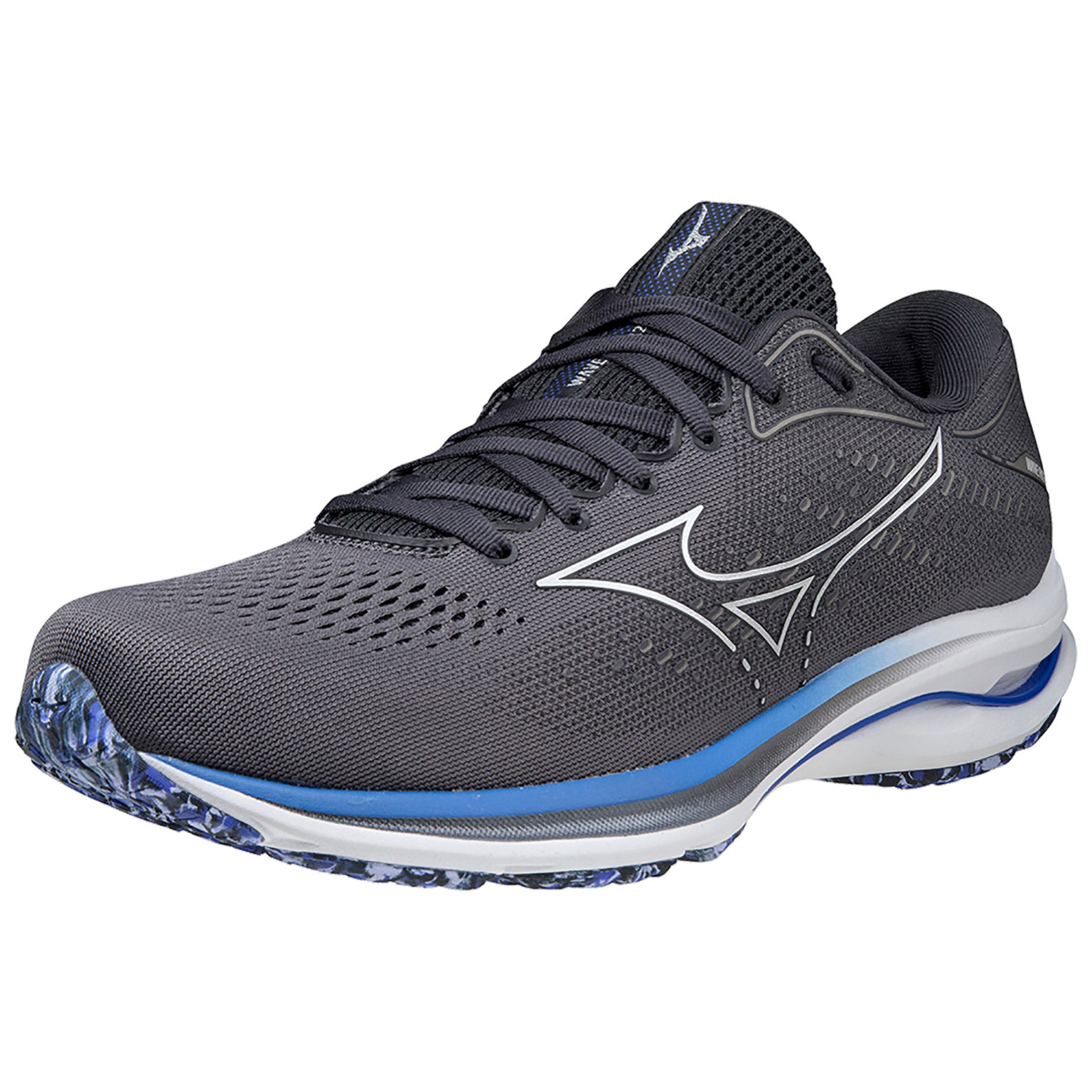 Mizuno Men's Wave Rider 25 - Obsidian/10077C/Violet Blue - Running Bath