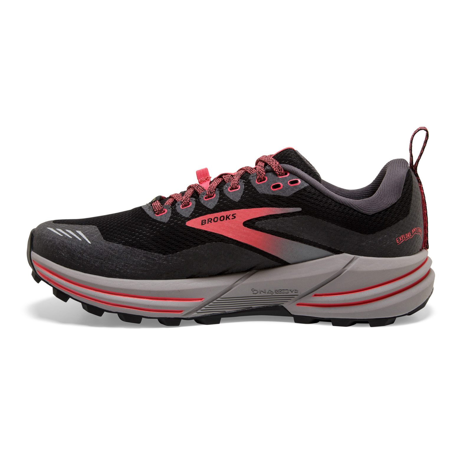 Brooks Women's Cascadia 16 GTX - Black/Blackened Pearl/Coral - Running Bath