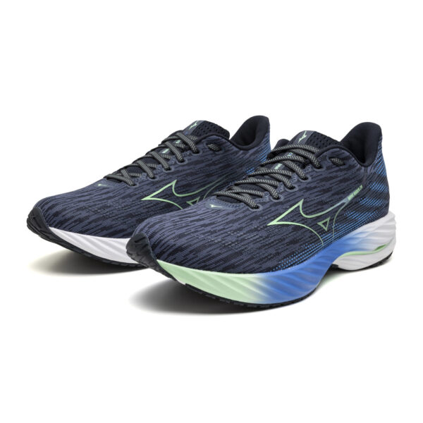 Mizuno Men's Wave Rider 28 - Vintage Indigo/Neo Mint/Front Blue - Image 3