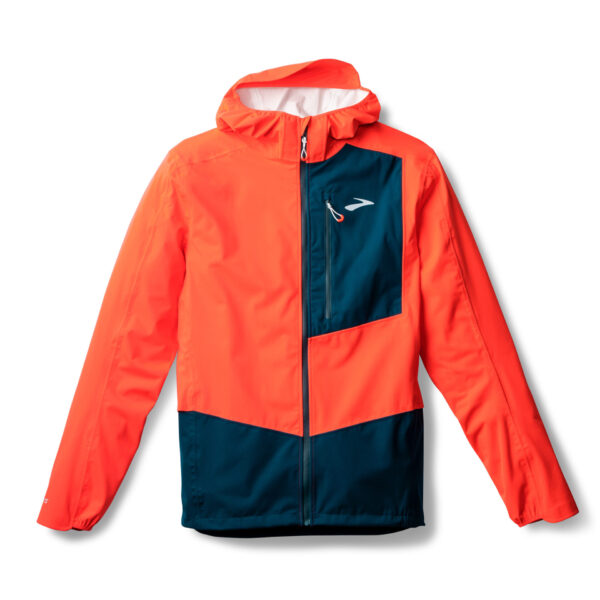 Brooks Men's  High Point Waterproof Jacket 2 - Flame/Deep Sea - Image 6