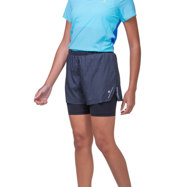 Ronhill Women's Tech Race Twin Short - All Black - Image 3