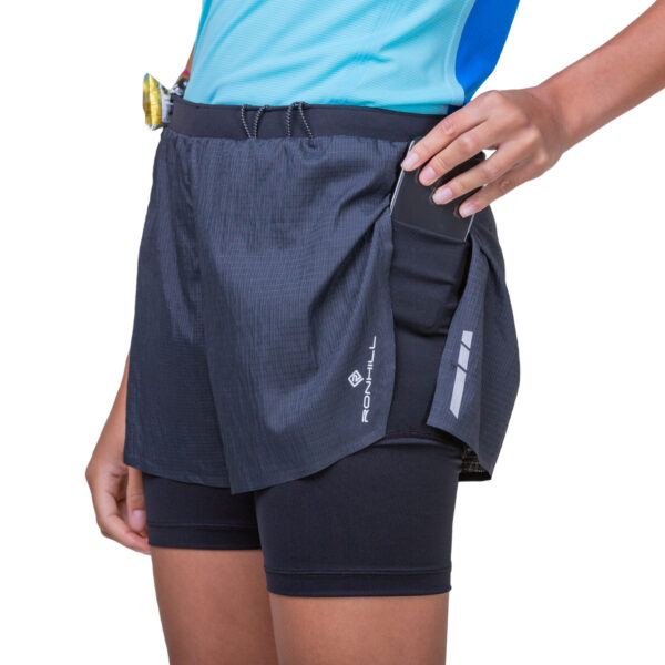 Ronhill Women's Tech Race Twin Short - All Black